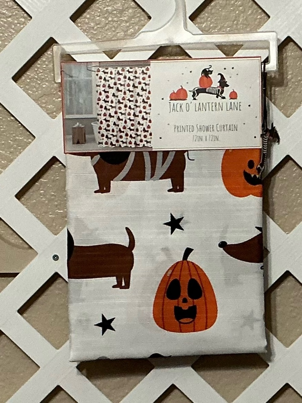 Halloween Dachshunds & Pumpkins Printed Shower Curtain